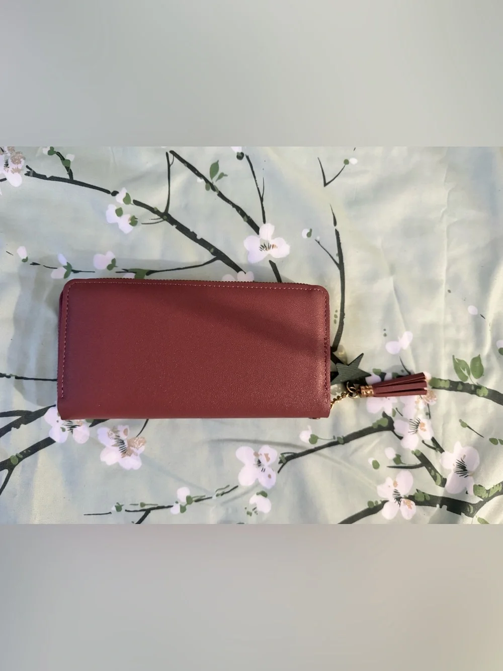 Women's Burgundy Heart Zip Wallet - Compact Card Holder-Brand new, no tag